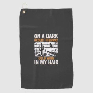 Dark Desert Highway Cactus Sunset Design_1 Golf Towel