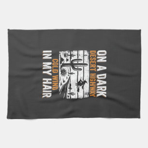 Dark Desert Highway Cactus Sunset Design_1 Kitchen Towel