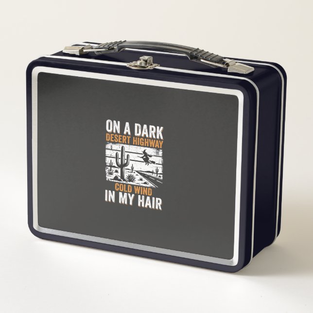 Dark Desert Highway Cactus Sunset Design_1 Metal Lunch Box (Front)