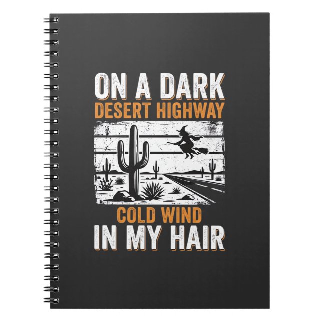 Dark Desert Highway Cactus Sunset Design_1 Notebook (Front)