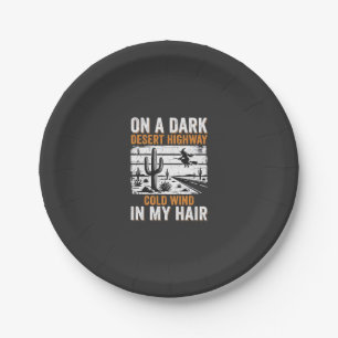 Dark Desert Highway Cactus Sunset Design_1 Paper Plate
