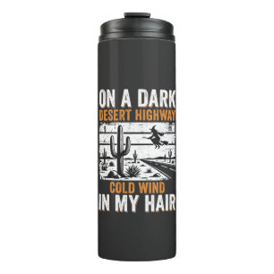 Dark Desert Highway Cactus Sunset Design_1 Thermal Tumbler