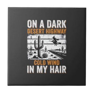 Dark Desert Highway Cactus Sunset Design_1 Tile