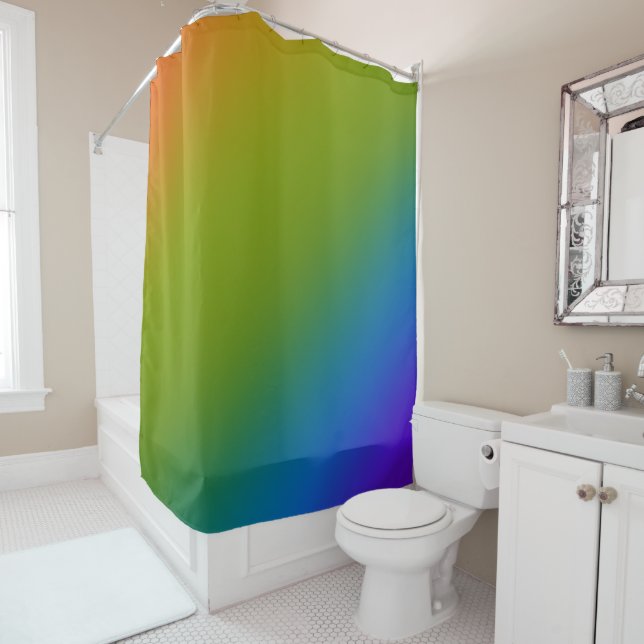 Dark Diagonal Rainbow Colours Shower Curtain (In Situ)