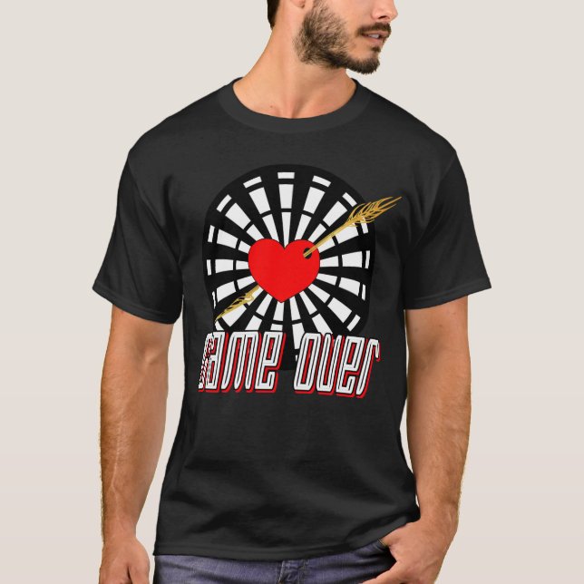 Dark disk with arrow in the heart Game over T-Shirt (Front)