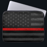 Dark Distressed Fire Fighter Flag Laptop Sleeve<br><div class="desc">A dark distressed style Firefighter flag Laptop bag.</div>