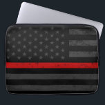 Dark Distressed Fire Fighter Flag Laptop Sleeve<br><div class="desc">A dark distressed style Firefighter flag Laptop bag.</div>