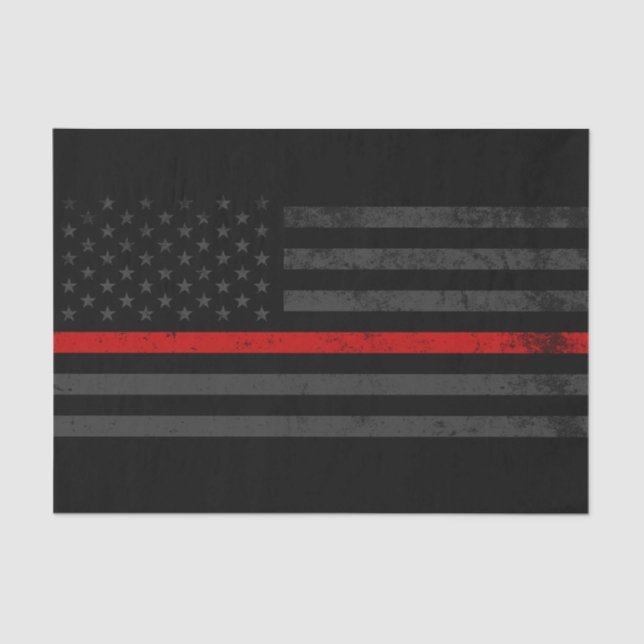 Dark Distressed Fire Fighter Flag Tissue Paper (Front)