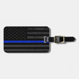 Dark Distressed Police Style American Flag Luggage Tag