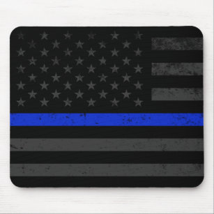 Dark Distressed Police Style American Flag Mouse Pad