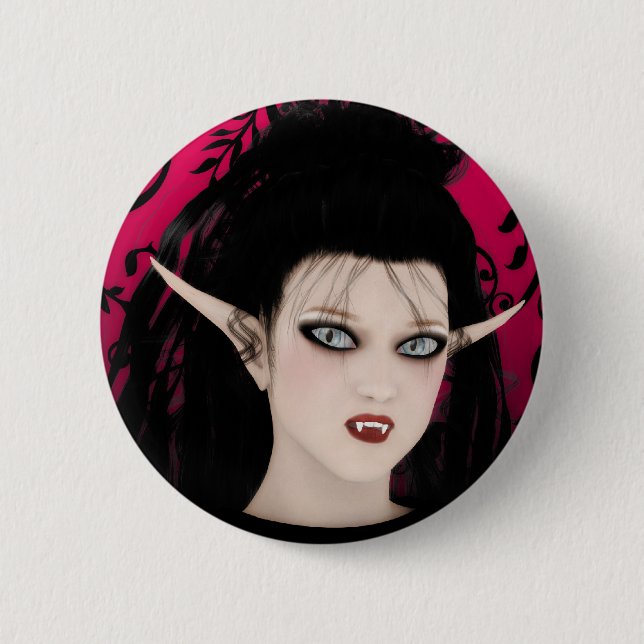 Dark Diva Gothic Art Vampire 2 Inch Round Button (Front)