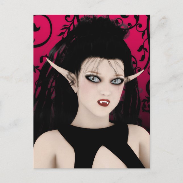 Dark Diva Gothic Vampire Art Postcard (Front)