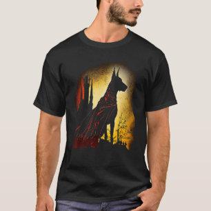 Dark Doberman Superhero Silhouette Post Apocalypti T-Shirt