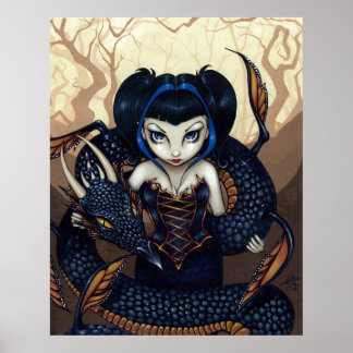 Dark Dragon ART PRINT gothic fantasy dragon art