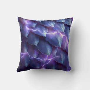 Dark Dragon Scales Pillow Purple Magic Lightning