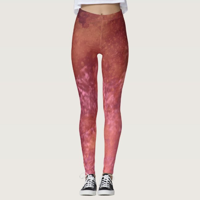 Dark Dream effect paint splatter clouds brown Leggings (Front)