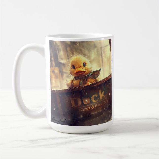 Dark Duck About & Find Out Coffee Mug (Left)
