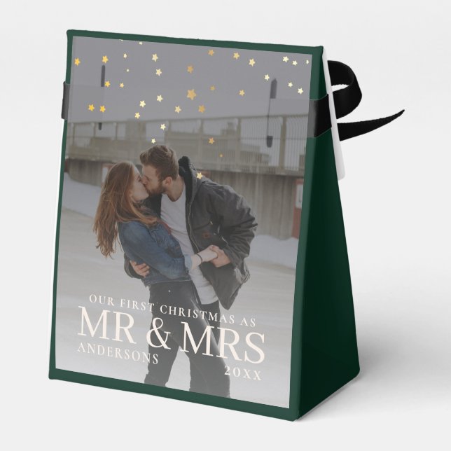 Dark Dusky Couple Photo with Stars for Christmas Favor Box (Back Side)