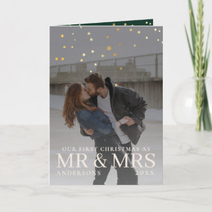 Dark Dusky Couple Photo with Stars for Christmas  Holiday Card