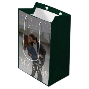 Dark Dusky Couple Photo with Stars for Christmas Medium Gift Bag