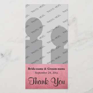 Dark Dusky Pink Mottled Pattern Wedding Thank You Card