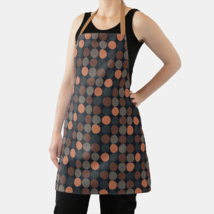 Dark Earth Geometric Circle Dots Design Apron