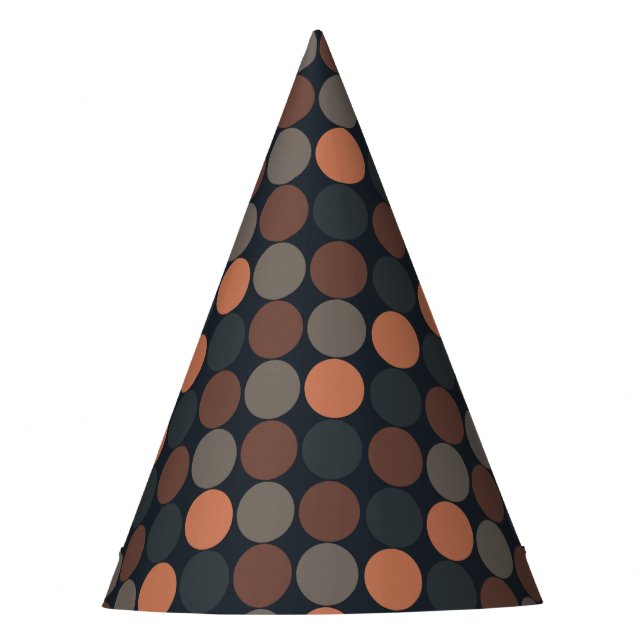 Dark Earth Geometric Circle Dots Design  Party Hat (Front)