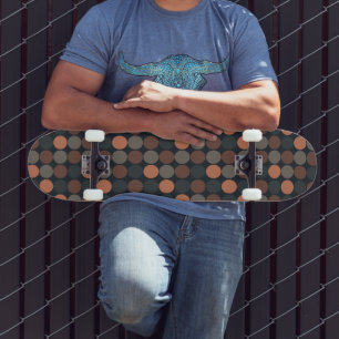 Dark Earth Geometric Circle Dots Design Skateboard
