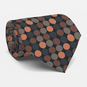 Dark Earth Geometric Circle Dots Design Tie