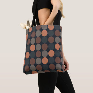 Dark Earth Geometric Circle Dots Design Tote Bag