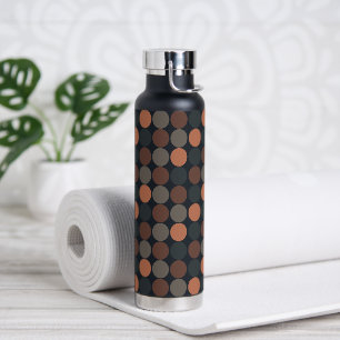Dark Earth Geometric Circle Dots Design  Water Bottle