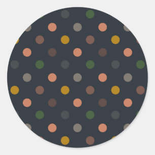Dark Earth Tone Woodlands Polka Dots Design Classic Round Sticker