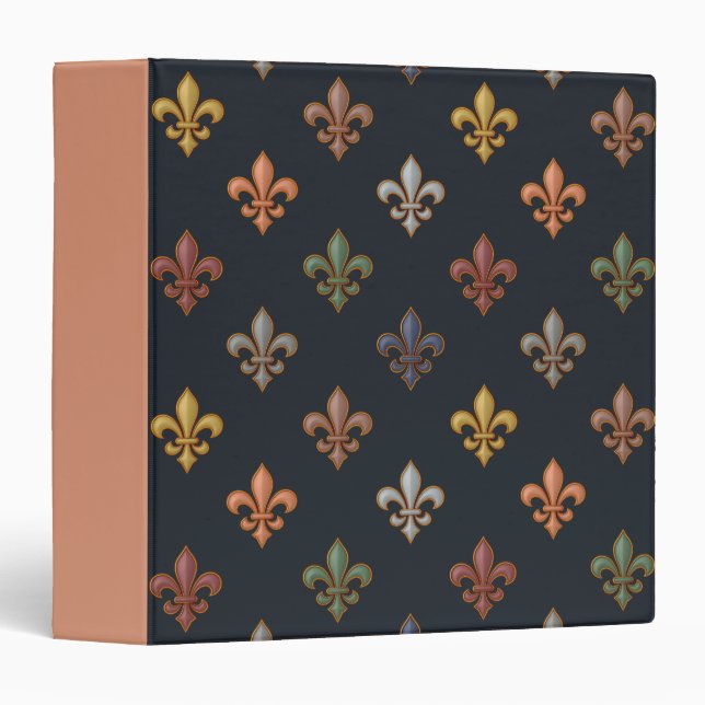 Dark Earth Woodlands Fleur-de-lis Design  Binder (Front/Spine)