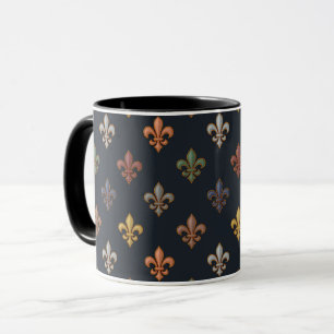 Dark Earth Woodlands Fleur-de-lis Design Mug