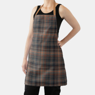 Dark Earth Woodlands Plaid Tartan Apron