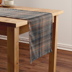 Dark Earth Woodlands Plaid Tartan Short Table Runner