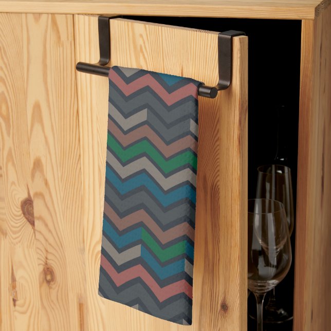 Dark Earth Woodlands Zigzag Chevron  Kitchen Towel (Thirds Fold)
