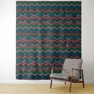 Dark Earth Woodlands Zigzag Chevron  Tapestry