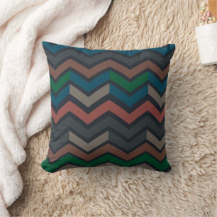 Dark Earth Woodlands Zigzag Chevron Throw Pillow