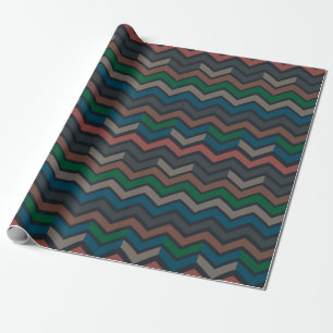 Dark Earth Woodlands Zigzag Chevron  Wrapping Paper