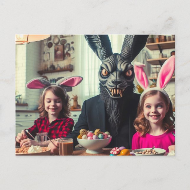 Dark Easter Black Rabbit Horror Postcard (Front)