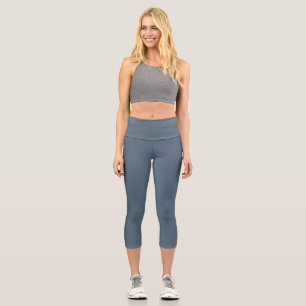 Dark Electric Blue Solid Colour Capri Leggings