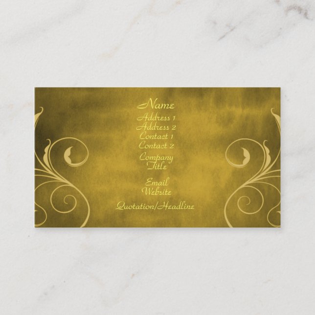 Dark Elegance Business Card, Gold Business Card (Front)