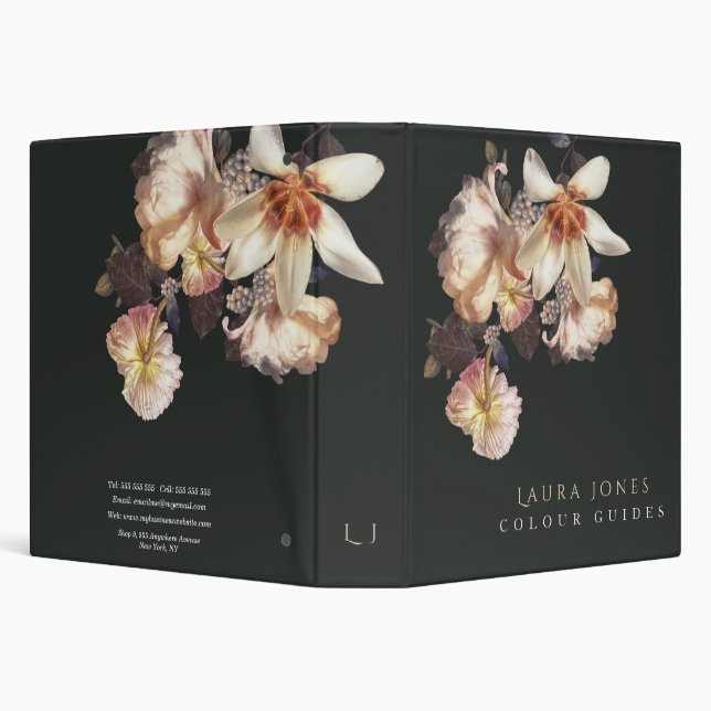 Dark Elegance Floral Personalized Custom Designer Binder (Background)
