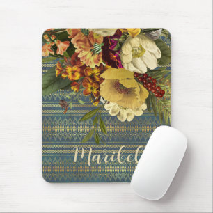 Dark Elegance Floral Personalized Mouse Pad