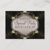 Dark Elegance Fractal Art Mini Invitations