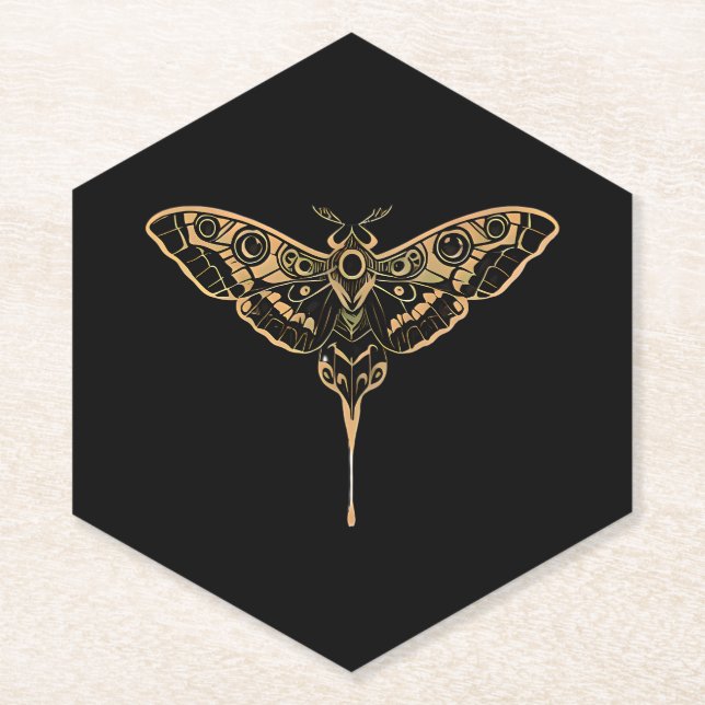 Dark Elegance-Noir & Gold Paper Coaster (Front)