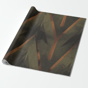 Dark Elegance Orange And Green Pattern  Wrapping Paper