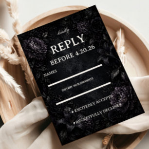 Dark Elegant Floral Gothic Information RSVP Card