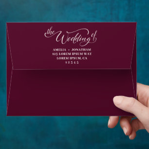 Dark Elegant Maroon & Burgundy Floral Wedding  Envelope
